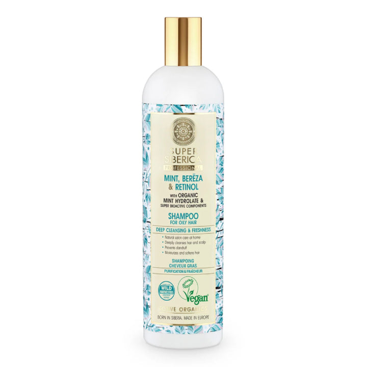 SUPER SIBERICA MINT, BEREZA AND RETINOL. SHAMPOO FOR OILY HAIR, 400 ML