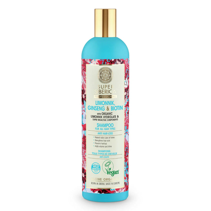 SUPER SIBERICA LIMONNIK, GINSENG AND BIOTIN. SHAMPOO FOR ALL HAIR TYPES, 400 ML