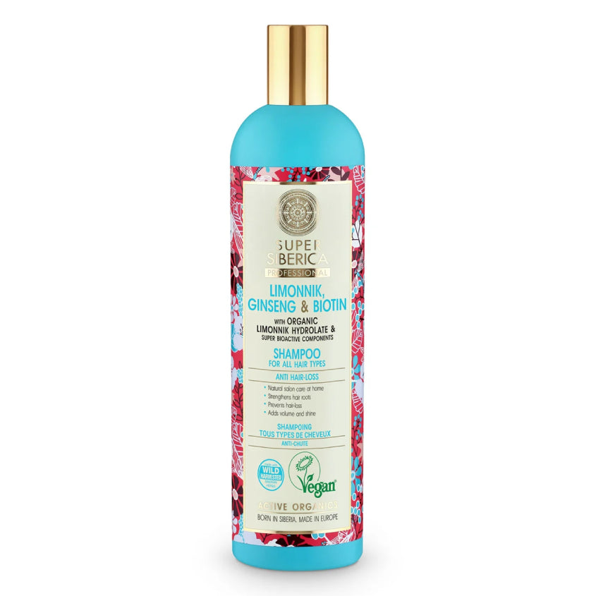NATURA SIBERICA SUPER SIBERICA LIMONNIK, GINSENG AND BIOTIN. SHAMPOO FOR ALL HAIR TYPES, 400 ML