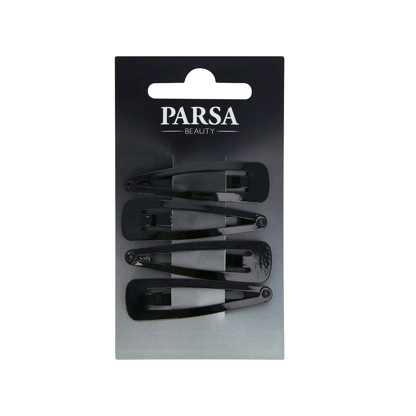 PARSA Hair clip black shiny 5cm 4pcs