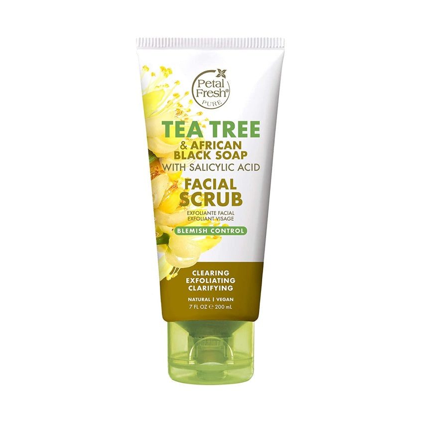 PETAL FRESH مقشر الوجه المضاد للعيوب بخلاصة شجرة الشاي والصابون الأسود الأفريقي