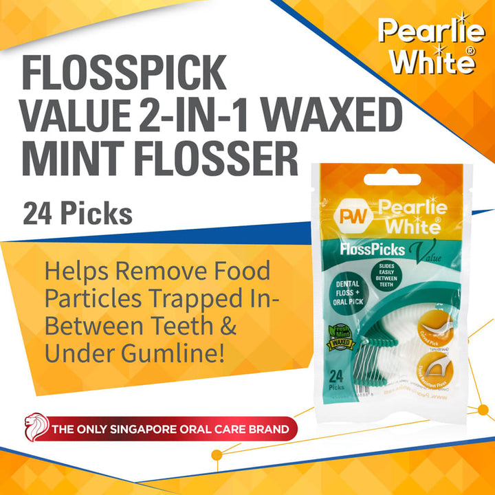 PEARLIE WHITE FlossPicks Value 2-IN-1 Mint Flosser