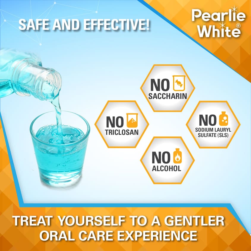 PEARLIE WHITE بيرلي وايت فلوورينز غسول الفم المضاد للبكتيريا بالفلورايد، 500 مل – صورة 7