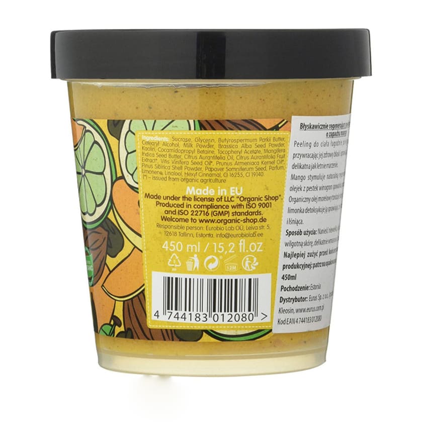 ORGANIC SHOP مقشر الجسم الفوري لتجديد البشرة بنكهة المانجو والسكر من بودي ديسترز – شراء أونلاين