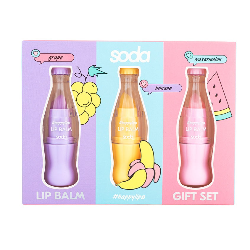 SODA LIP BALM GIFT SET #happylips, 3*3 g – buy online