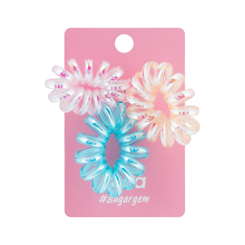 SODA HOLOGRAPHIC SPIRAL HAIR TIES 3 pcs #sugargem – buy online