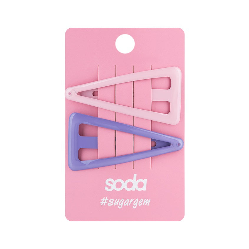 SODA TRIANGLE HAIR CLIPS PINK AND PURPLE 2 pcs #sugargem