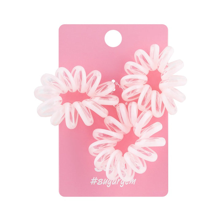 SPIRAL HAIR TIES BIG PINK 3 pcs #sugargem
