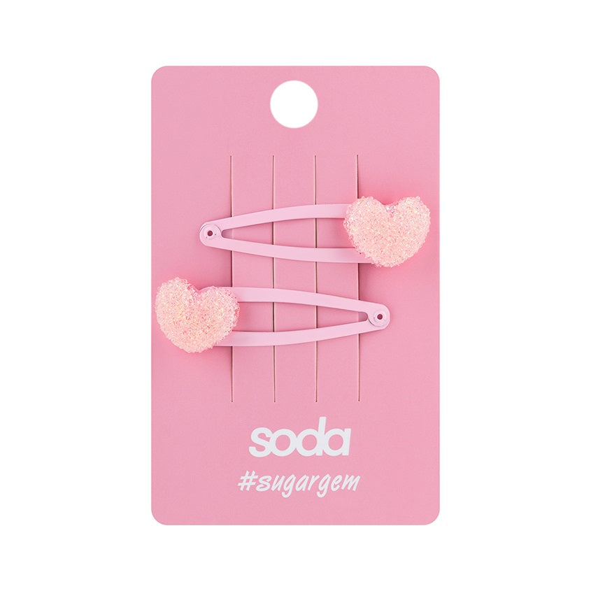 SODA HAIR CLIPS PINK HEARTS 2 PCS #sugargem – buy online