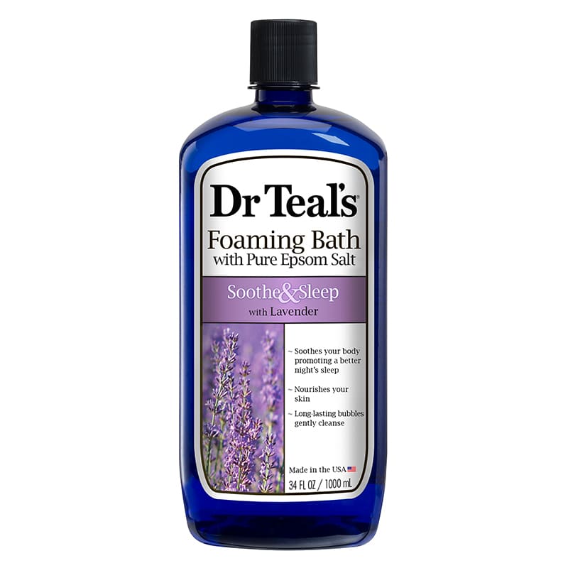 DR TEAL'S حمام رغوي من دكتور تيال مع ملح إبسوم النقي لتهدئة ونوم مريح