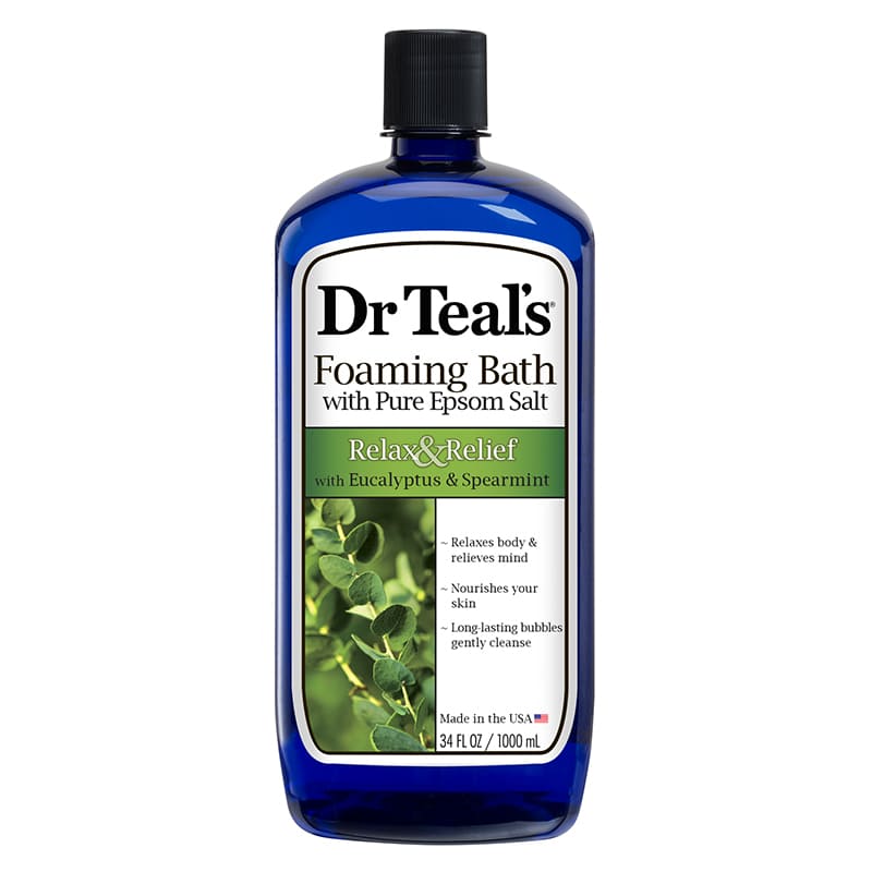 DR TEAL'S حمام رغوي من دكتور تيلز مع ملح إبسوم النقي للاسترخاء والراحة