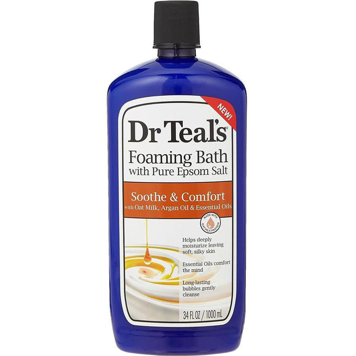عروض عيد الحب – DR TEAL'S FOAMING BATH - OAT MILK & ARGAN OIL - 1000 ML