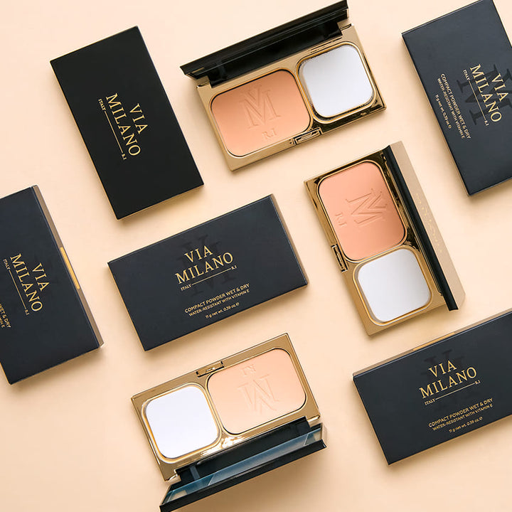 Compact powders VIA MILANO COMPACT POWDER WET & DRY WATER-RESISTANT vit.E D01 IVORY 11g