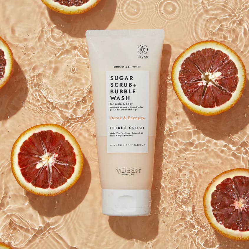 Voesh Sugar Scrub & Bubble Wash-Citrus Crush 210g – free delivery