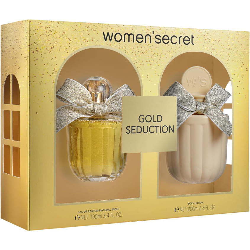 WOMEN'SECRET وومن سيكرت جولد سيدكشن طقم هدايا، إيو دو بارفوم، سبراي 100 مل + لوشن للجسم 200 مل