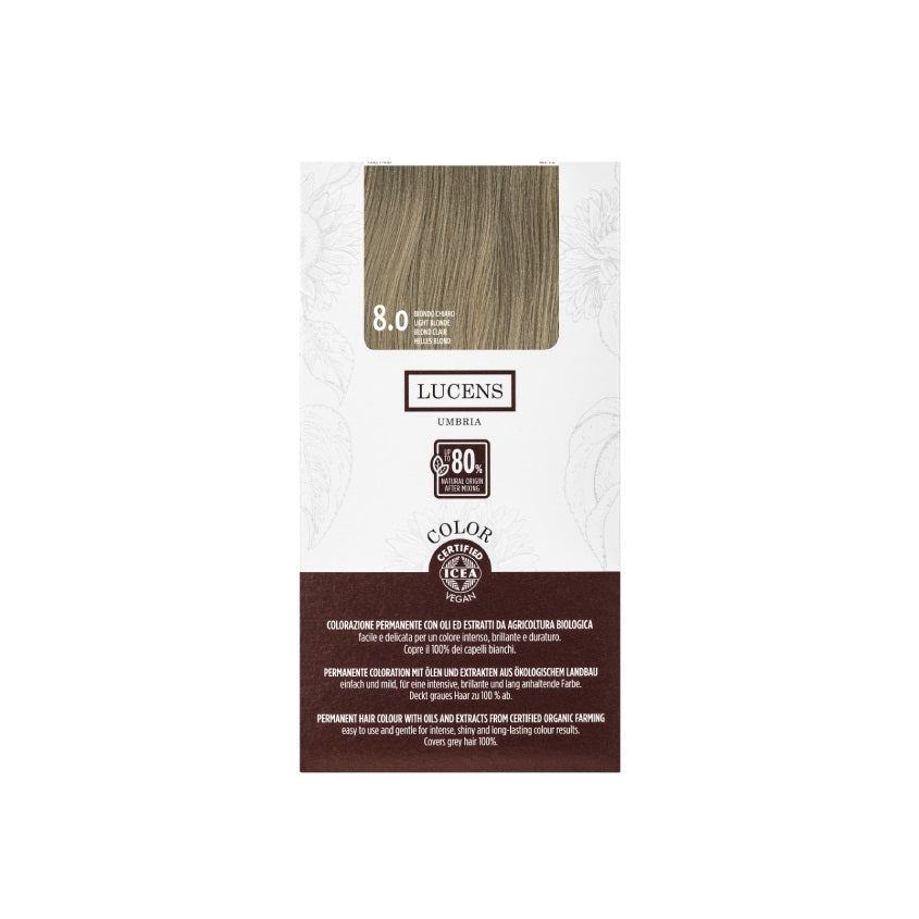LUCENS UMBRIA LUCENS PERMANENT HAIR COLOR 8.0 BIONDO CHIARO 145ML